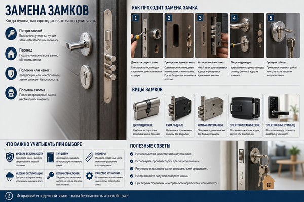 Замена замков: когда нужна, как проходит и что важно учитывать